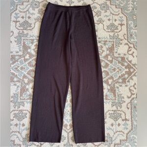 Eileen Fisher Chocolate Brown 100% Wool Lounging Pants Cozy Size M High Waisted